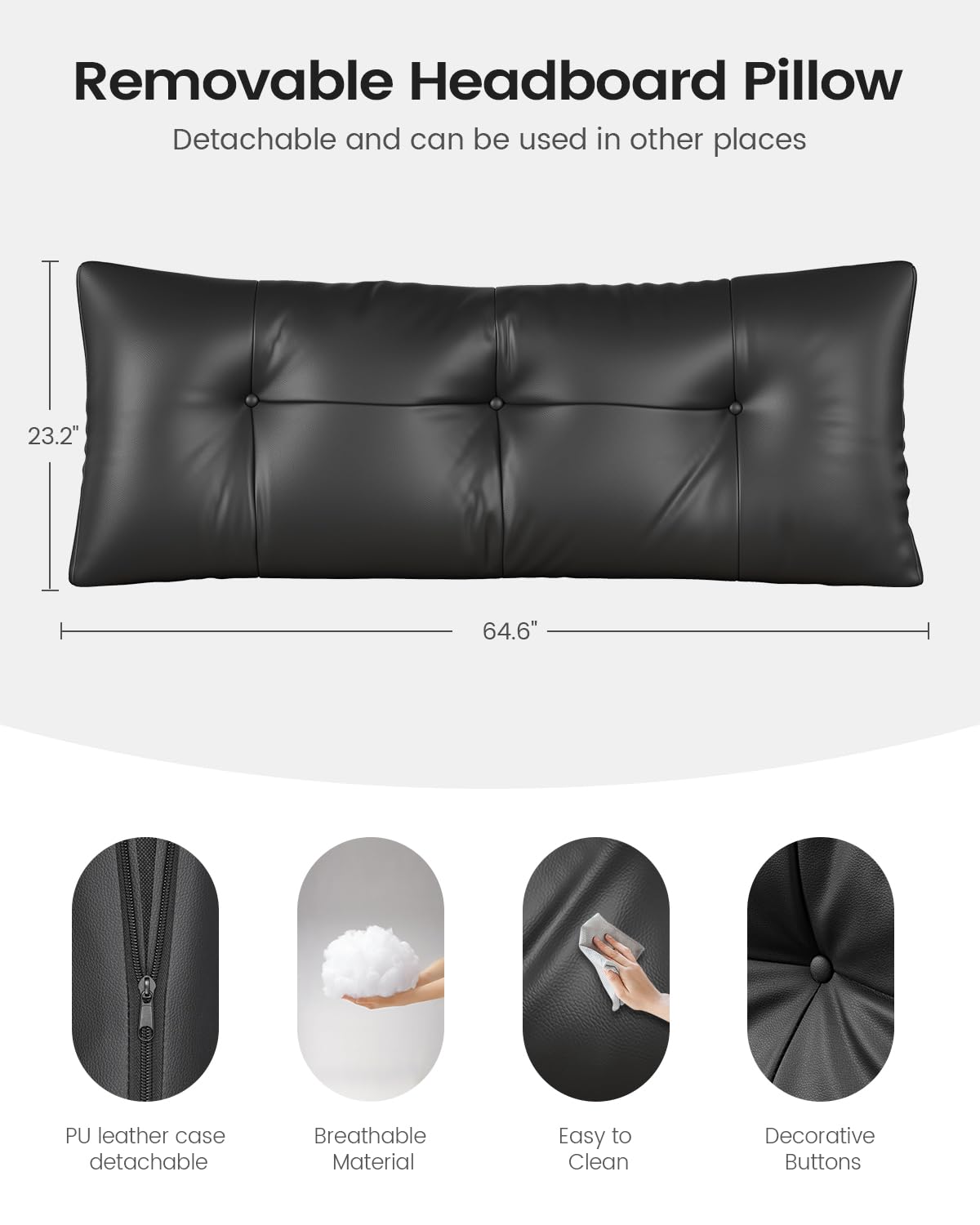 AOGLLATI Upholstered Queen Bed Frame with RemovableThick Backrest Headboard, Led Bed Frame Queen Size with 4 Storage Drawers and Charging Station, No Spring Box Needed, Black