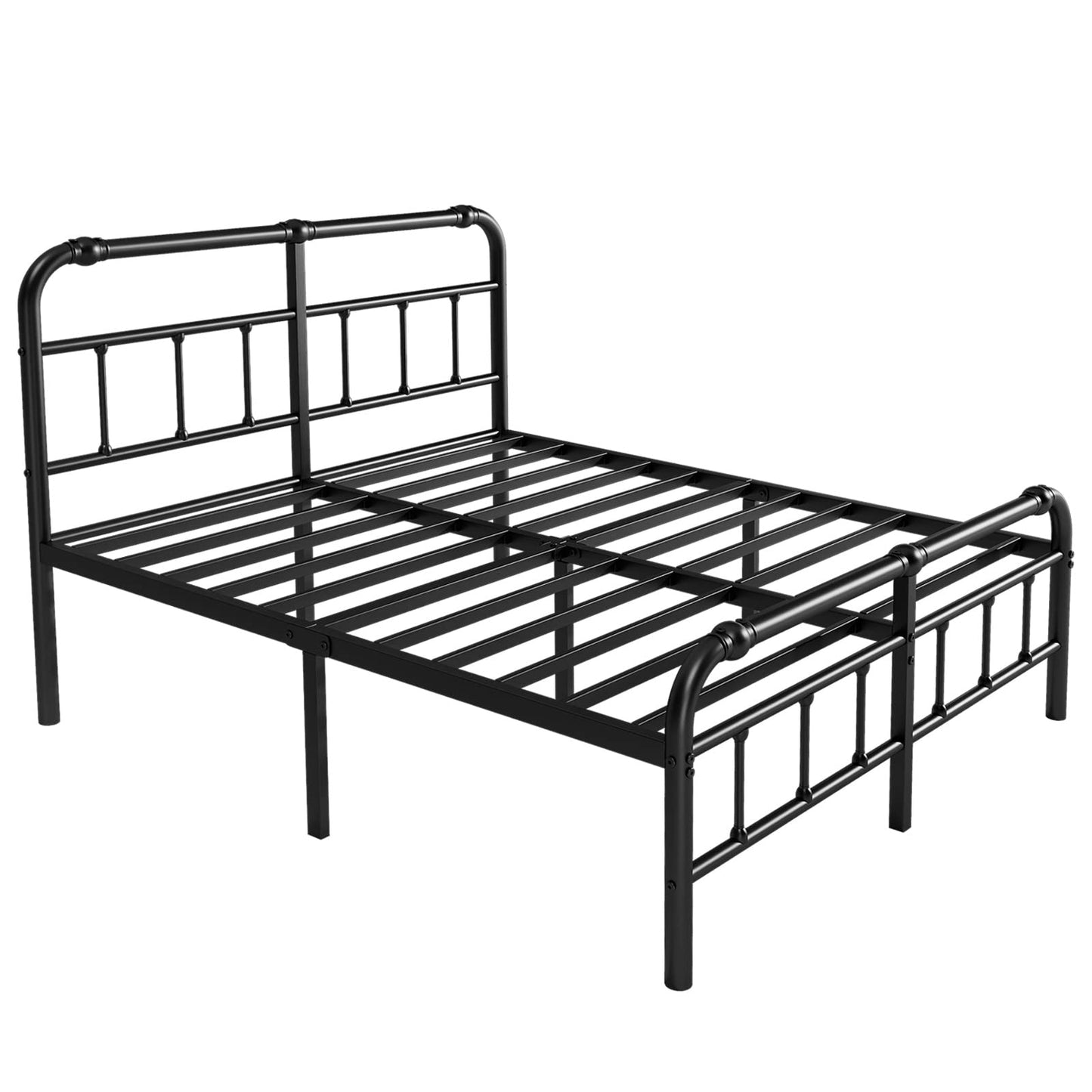 BOSRII California King Bed Frame with Headboard and Footboard, 18 Inches High, 3500 Pounds Heavy Duty Metal Slats Support for Mattress, No Box Spring Needed,Noise-Free, Black