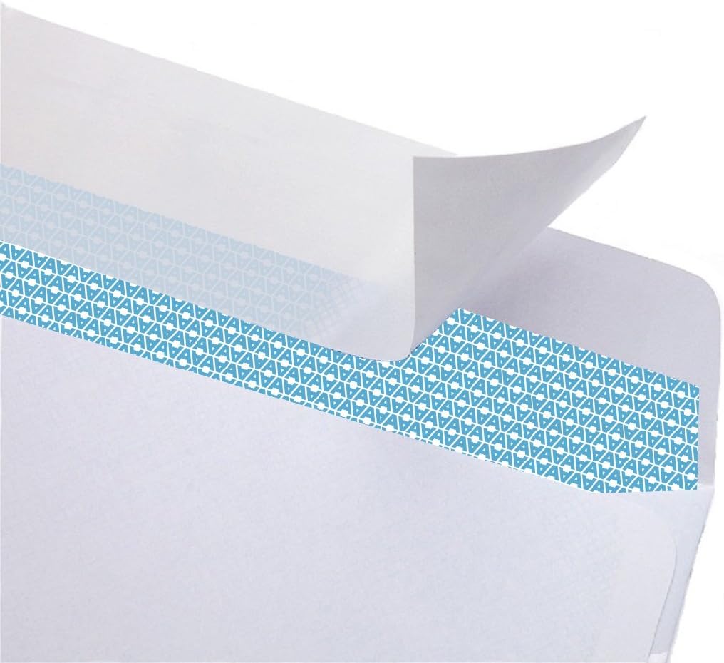 Aimoh #10 Security Tinted Self-Seal Envelopes - No Window - EnveGuard, Size 4-1/8 X 9-1/2 Inches - White - 24 LB - 1 Case - 24 Packs - 2,400 Envelopes (34100-CS)
