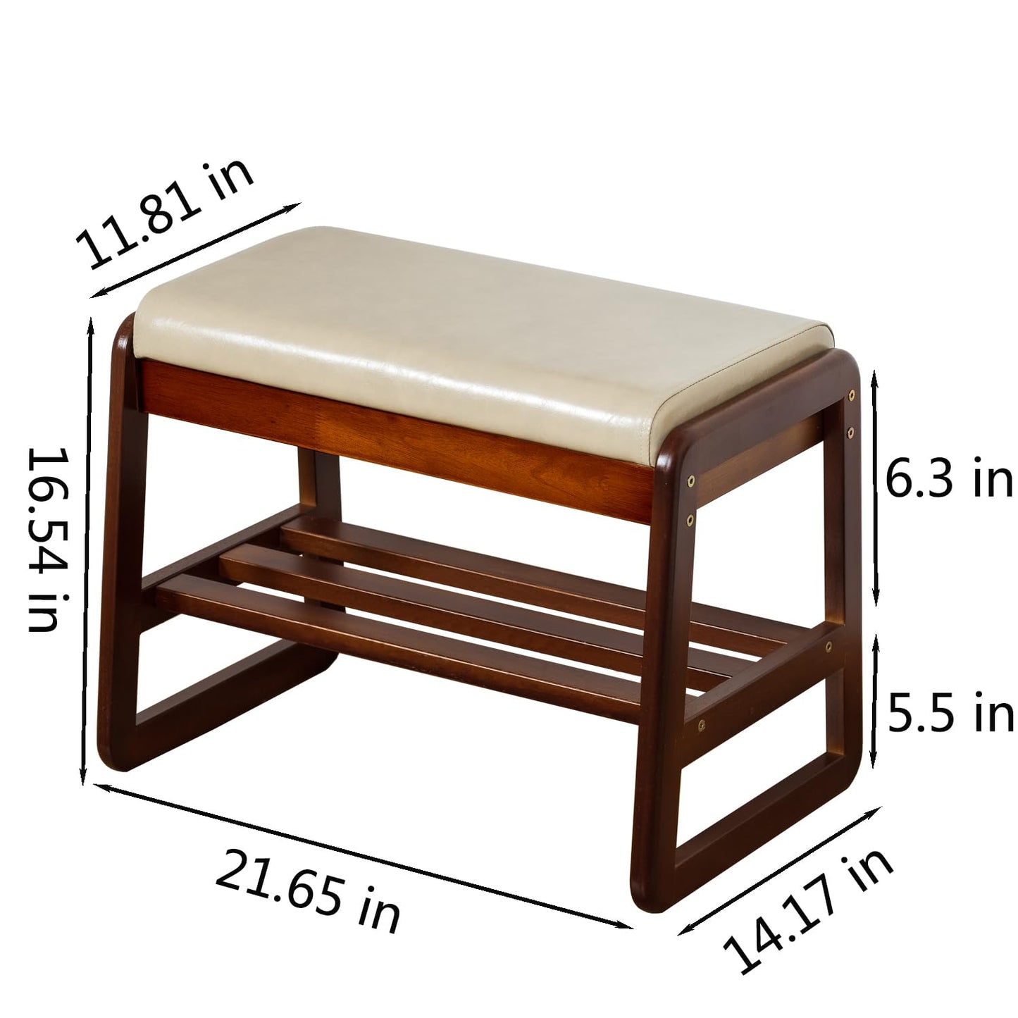 SOBIBO Solid Wood Shoe Bench, 2-Tier Entryway Bench with Cushion and Flip-Open Storage Box, Mid-Century Modern Shoe Bench Rack for Hallway, Mudroom(Gray, 21.65'')