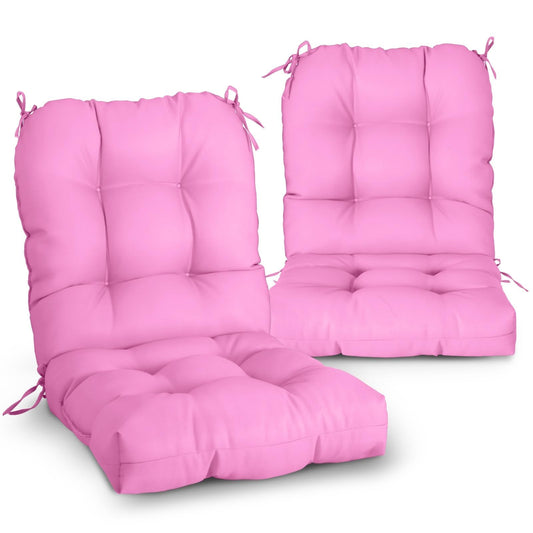 EAGLE PEAK Tufted Outdoor/Indoor Seat/Back Chair Cushions, Set of 2, 42'' x 21'', Pink