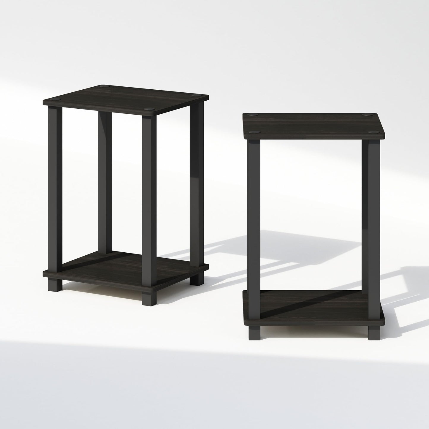 Furinno Simplistic Compact Bedside Table, Nightstand, Espresso/Black, Set of 2