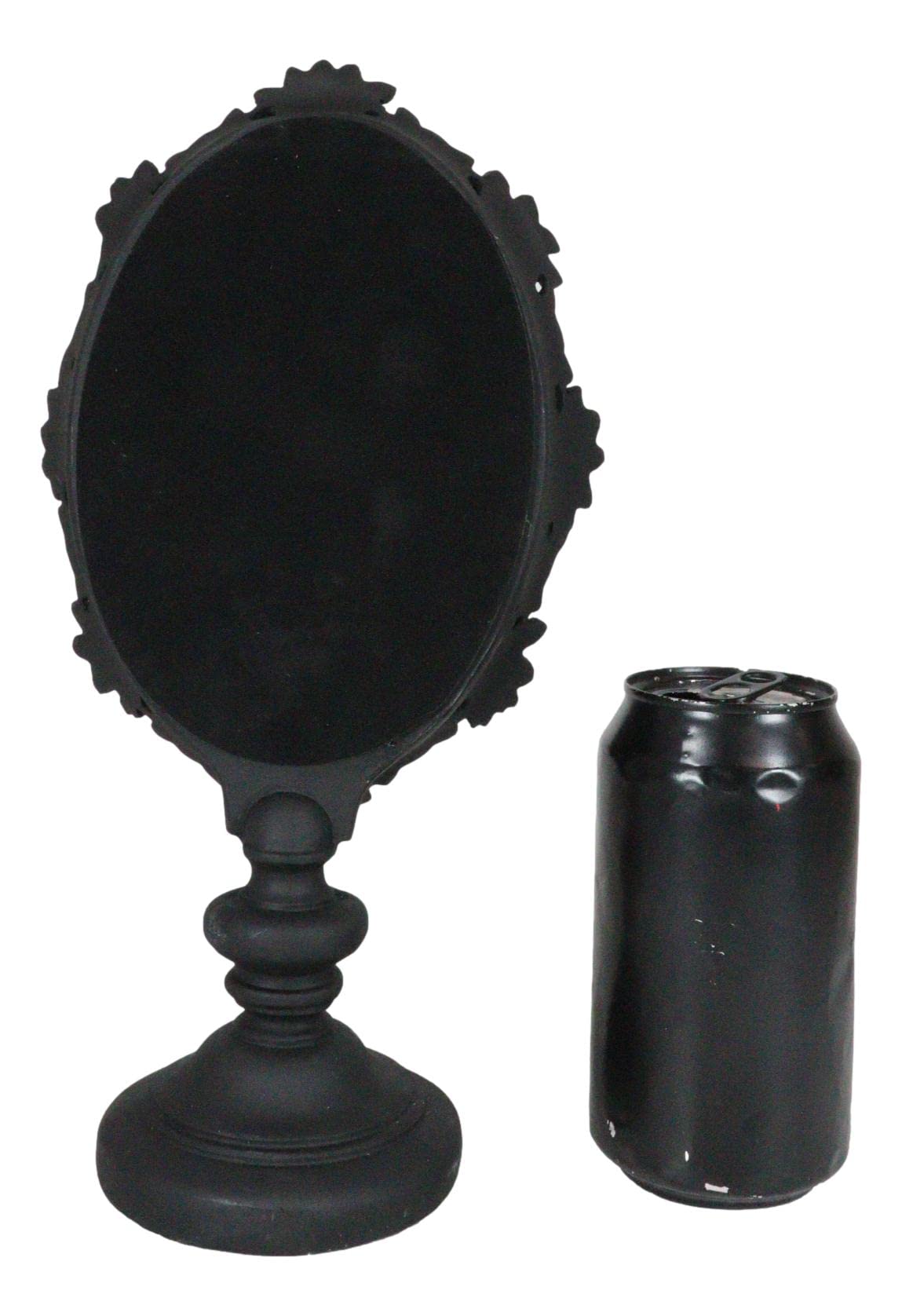 Ebros Gift Victorian Black Gothic Roses Floral Decorative Vanity Dressing Desktop Table Mirror Oval Shaped Figurine with Dark Alchemy Ossuary Macabre Boudoir Accent