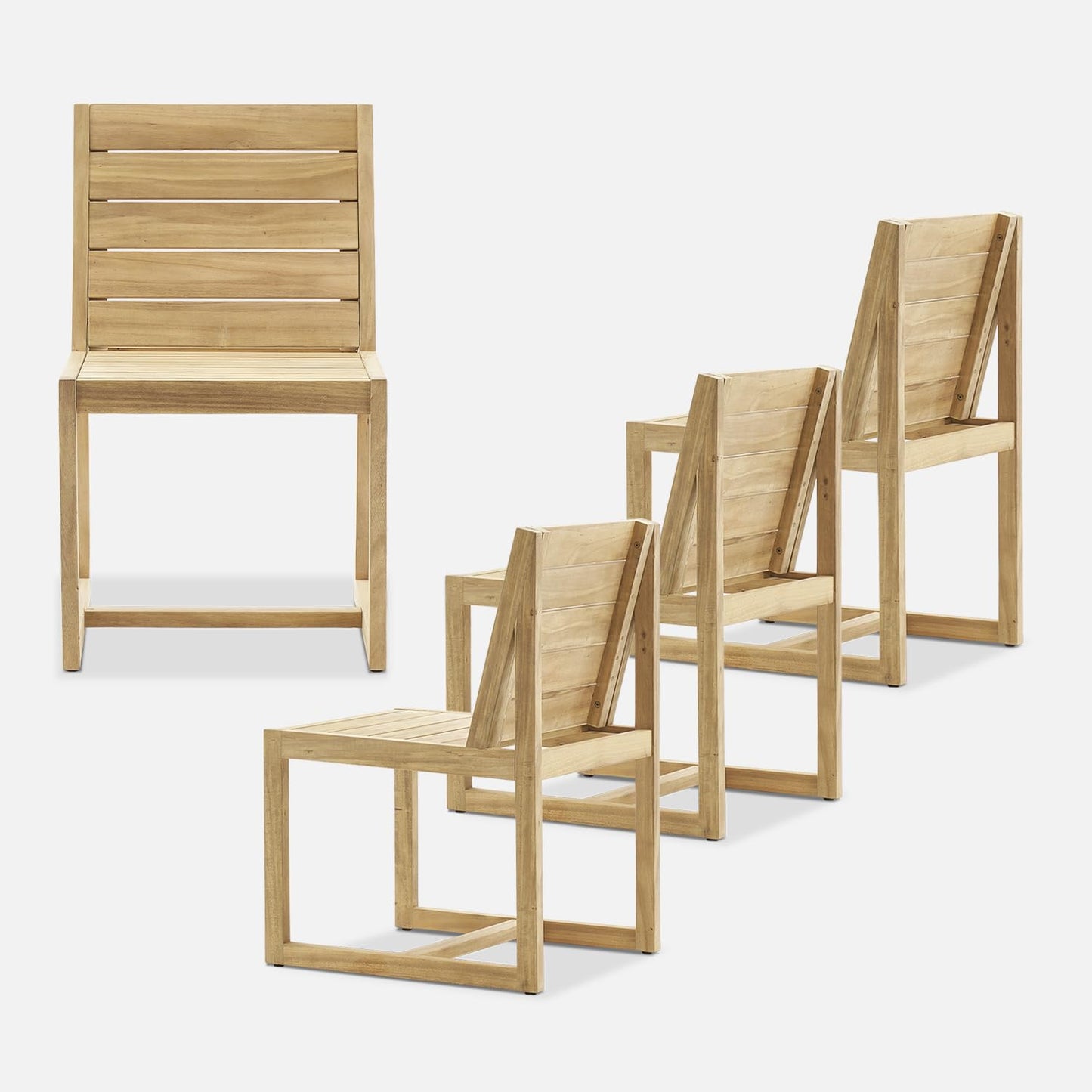 mopio Bruno Patio Chairs, Solid Acacia Wood Slatted Mid Century Modern Farmhouse Outdoor & Indoor Dining Chairs, for Picnic Garden Backyard Poolside Porch Conversation (Set of 4)