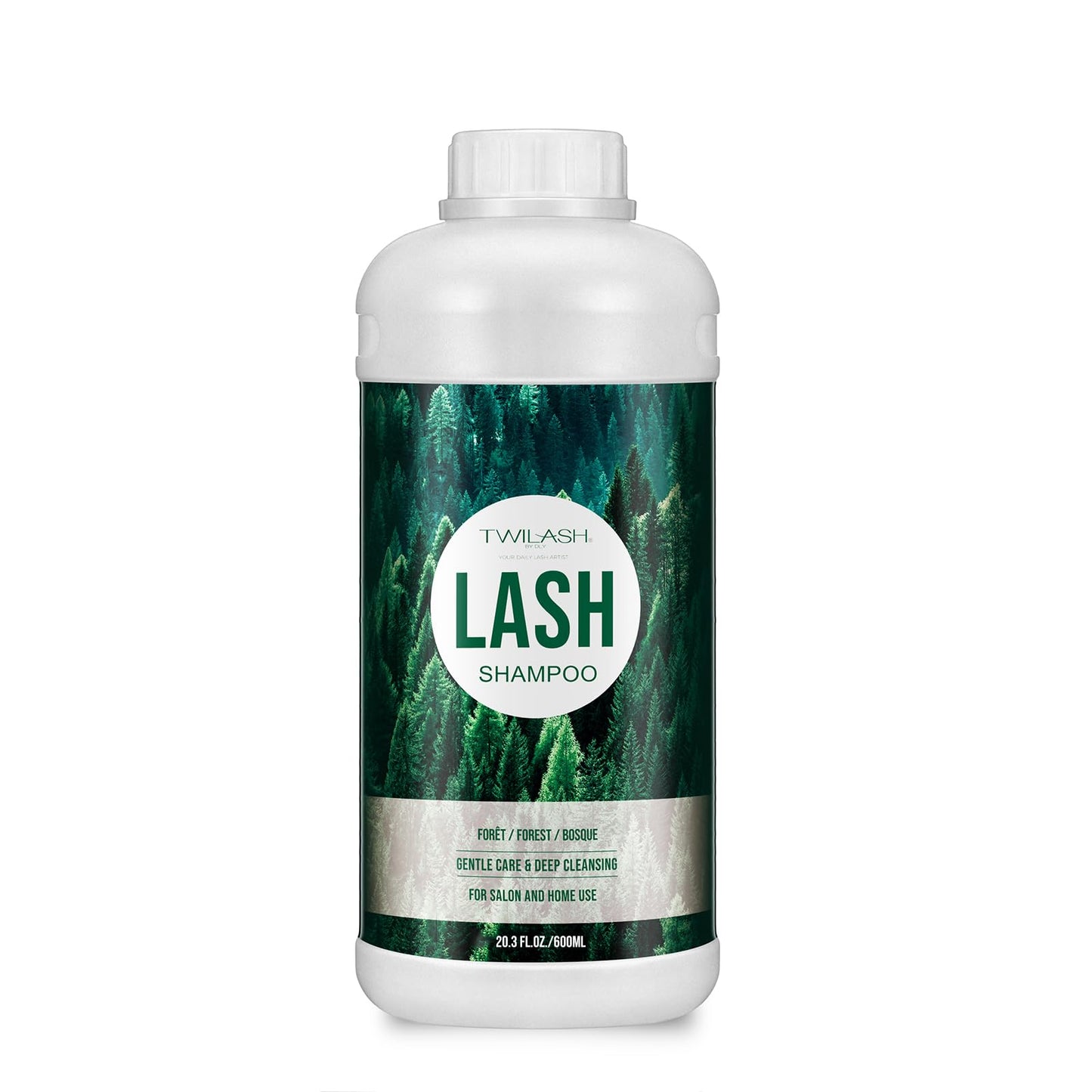 600ml Lash Shampoo Bulk, Eyelash Cleanser for Extensions, Safe Makeup Remover, Non-irritating or Burning Formula Eyelid Foaming Cleanser Best for Professional Salon and Home Use (Forest)