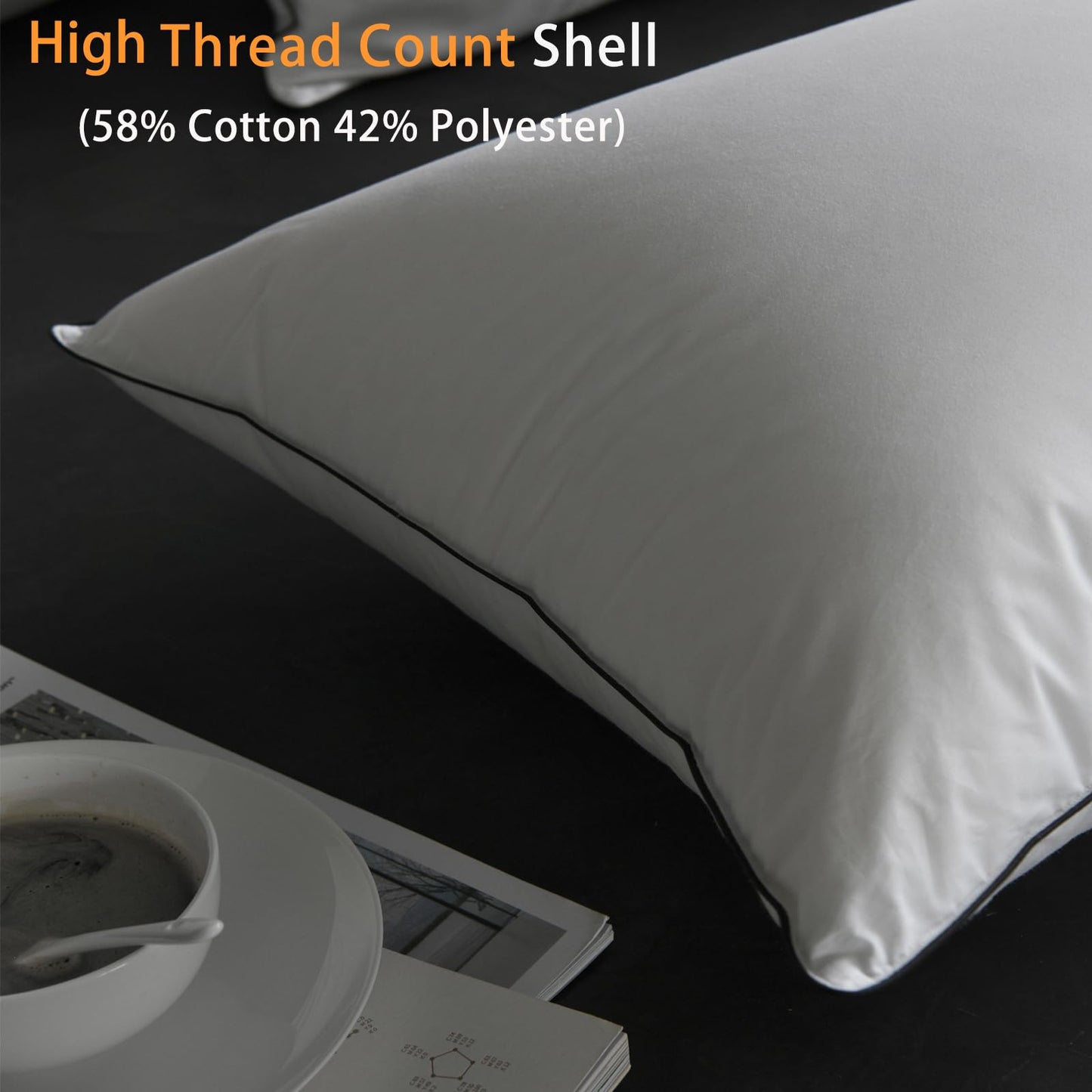 HYVIF Premium White Down Pillow King Size - 550+ Fill Power Down Pillows - Hotel Bed Pillows for Back,Side,Stomach Sleepers,(1 Pack,20" x 36")