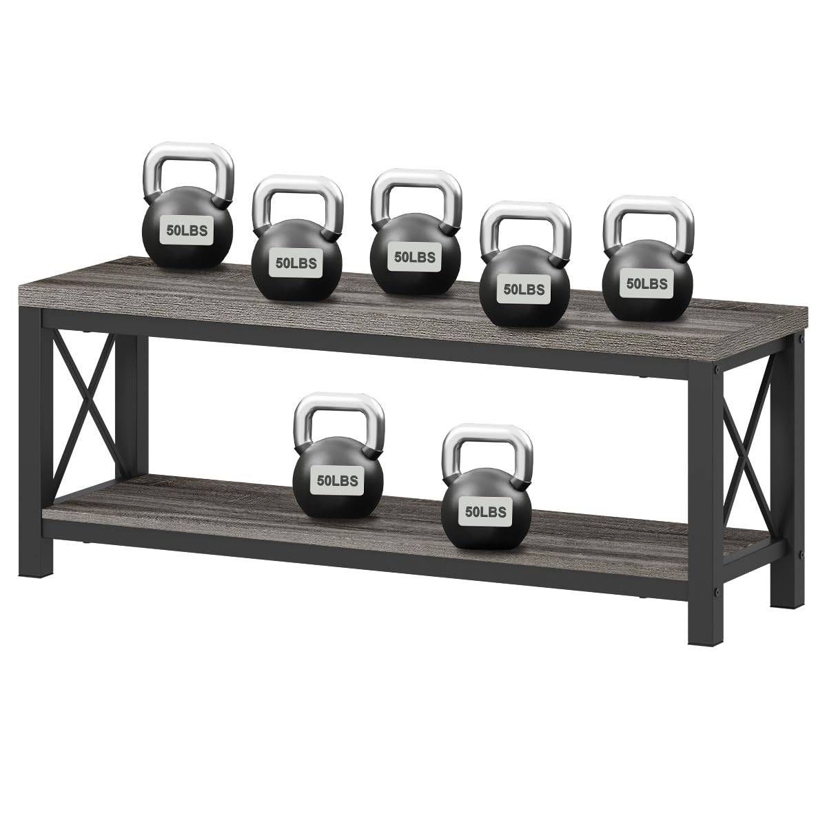 BON AUGURE Shoe Bench, Industrial Shoe Rack Bench for Entryway, Modern Shoes Storage Benches for Front Door, Foyer, Entrance, Mudroom, Bedroom (Dark Gray Oak)