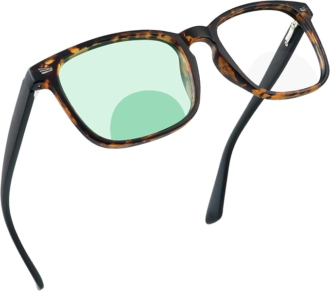 YEIN Bifocal Reading Glasses with Blue Light Blocking Lenses, Bifocal Reader for Women and Men, Vintage Square frame with Spring Hinge (+1.00/+4.00 magnification)