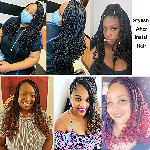 7 Packs 18 Inch Bohemian Goddess Box Braids Crochet Hair for Black Women (18 Inch, 1B#)