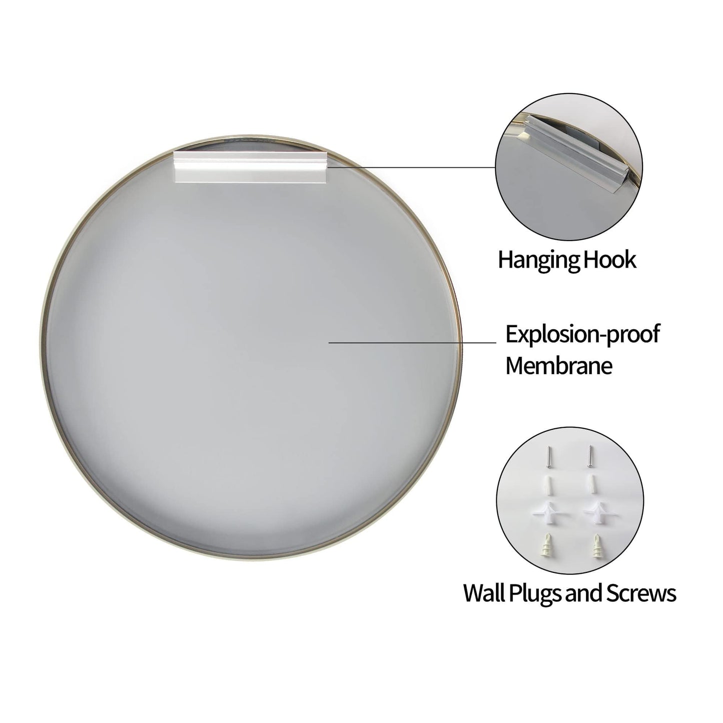Umzodo 30 inch Gold Circle Wall Mirror, Brushed Gold Metal Framed Round Mirror for Bathroom Vanity, Bedroom Decor, Living Room, Entryway