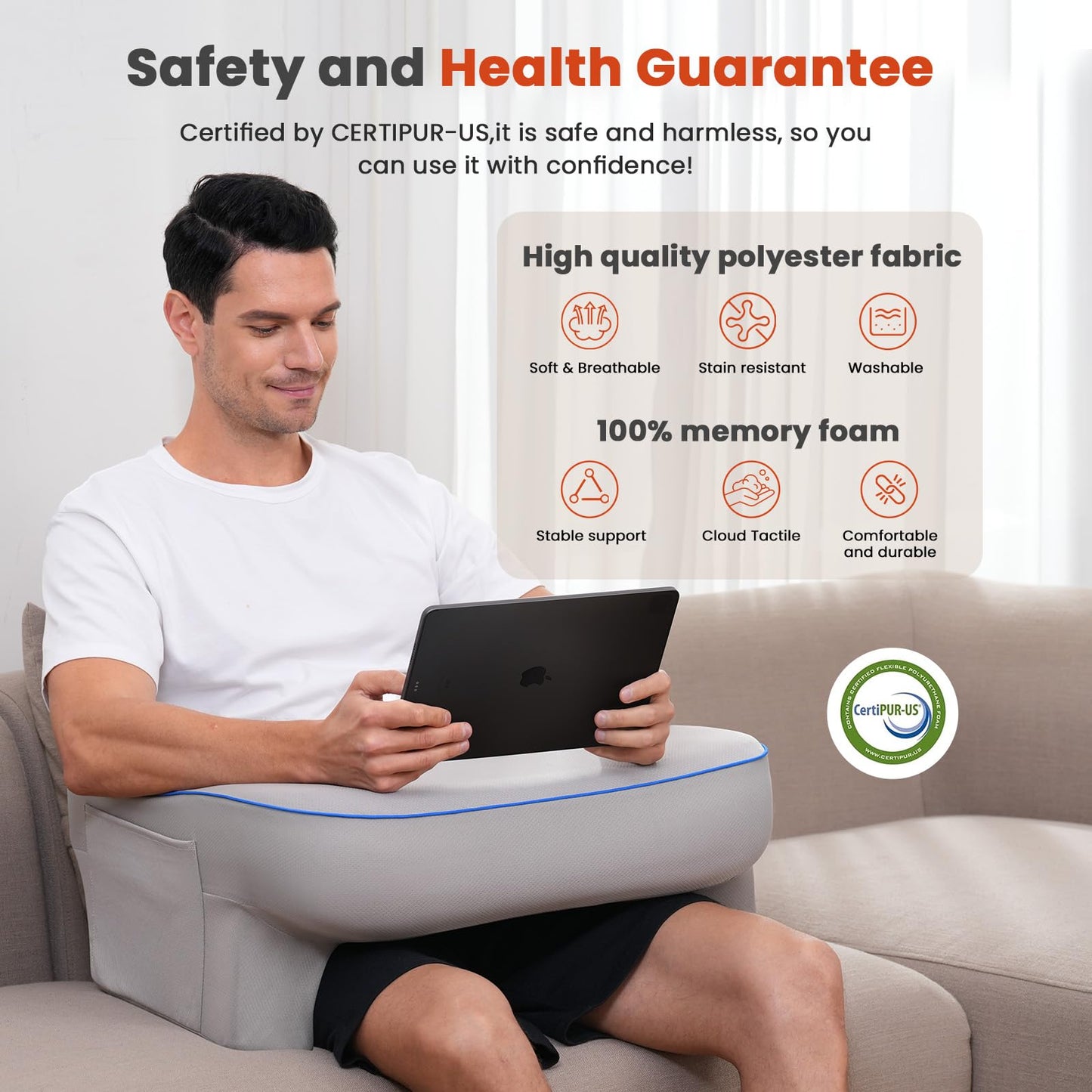 Keduwa Reading Pillow,Lap Desk Pillow for Laptop,Memory Foam Reading Pillows for Gaming, Arm Rest Pillow for Reading, Working, Crocheting, Playing Game or Sitting in Bed,Sofa
