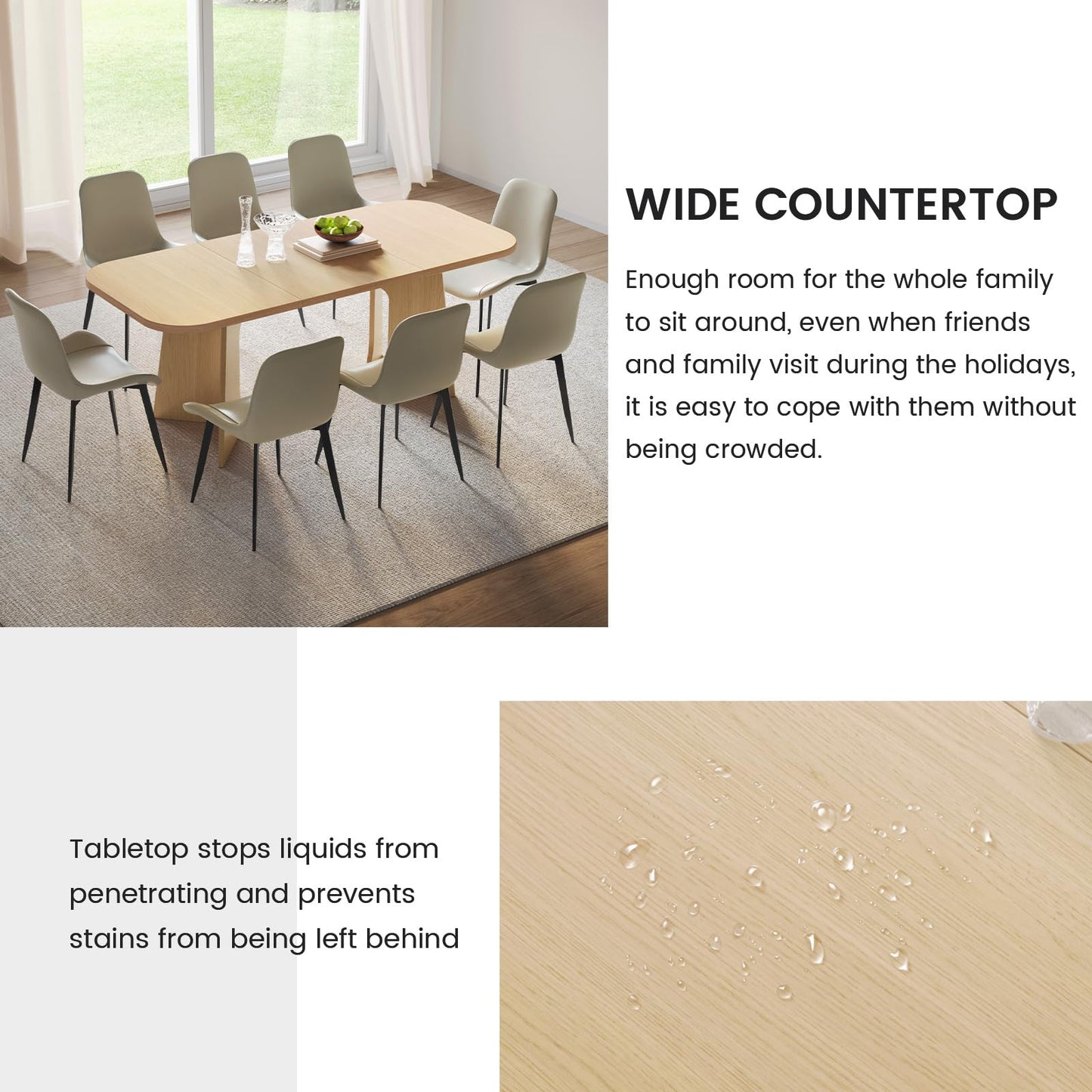 GraceNook 70.86" Dining Table for 4/6/8, Rounded-Corner Rectangular Kitchen Table, Dining Room Table for Kitchen, Dining Room, Home Office