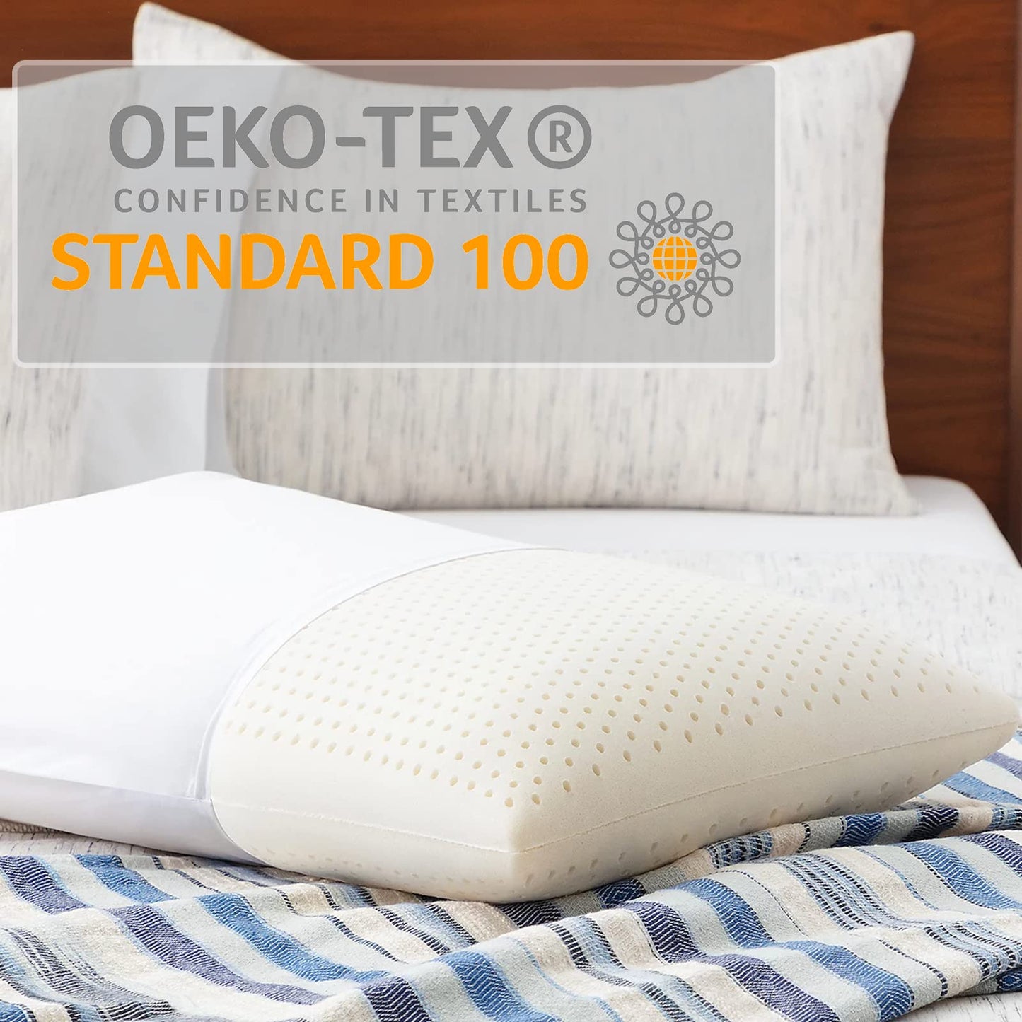 AWRFOHE Latex Pillow, 100% Talalay Natural Latex Pillow, Soft Sleeping Bed Pillows with Cotton Cover, Queen Size, Perfect for Side/Back Pain, Stomach, Neck, Stress Relief (Queen)