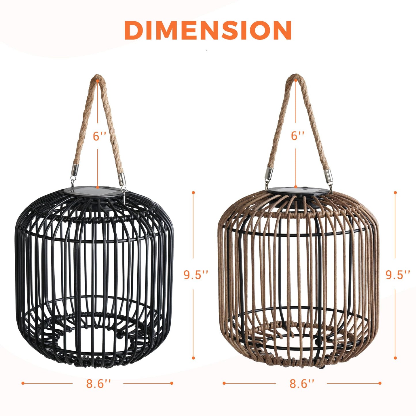 Solar Yard 2-Pack Outdoor Solar Lamp, Water-Resistant Lights for Outside Hanging Lantern Table Lamp Lights Decoration for Garden, Yard, Patio, Porch, Trees, Pathway, Black and Natural