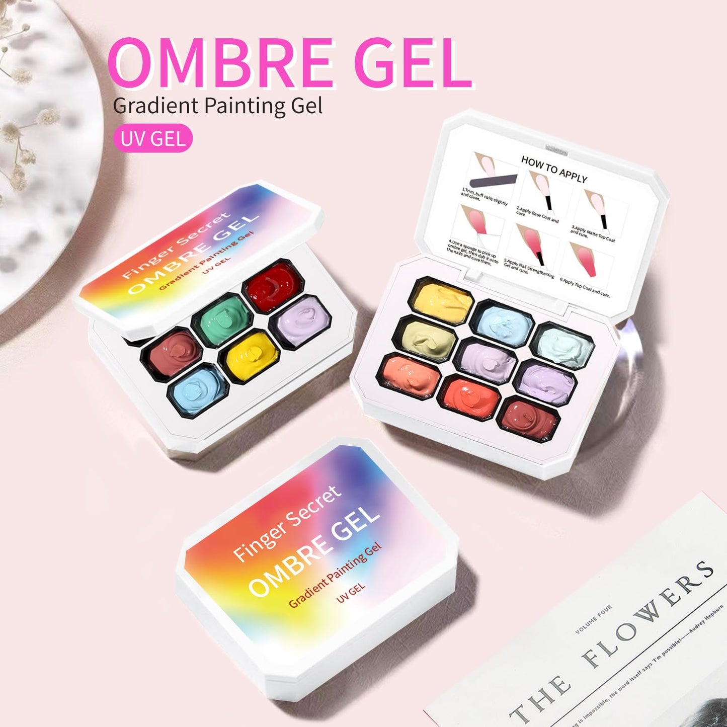 Ombre Gel Polish Nail Sponges for Ombre 9 Series Colorful Blush Effect Gradient painting gel ombre & pat paint for nails Multistyle French Manicure Nail Art DIY Home (A9, 1)