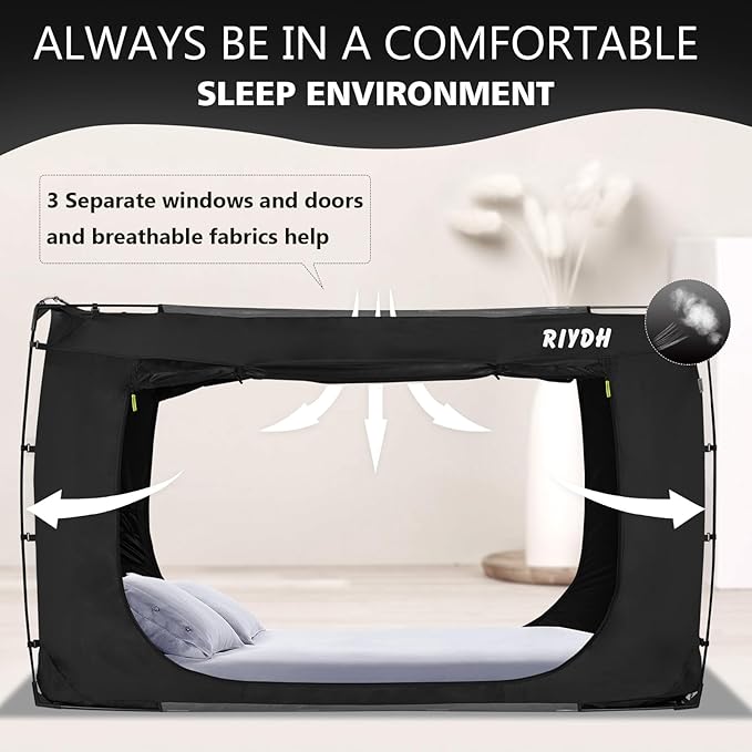 Bed Tent Bed Canopy Queen Size Tents for Adult and Kids- Original Design Portable Dream Tent Indoor Sleeping 80% Blackout with 3 Doors Breathable Big Space Tents