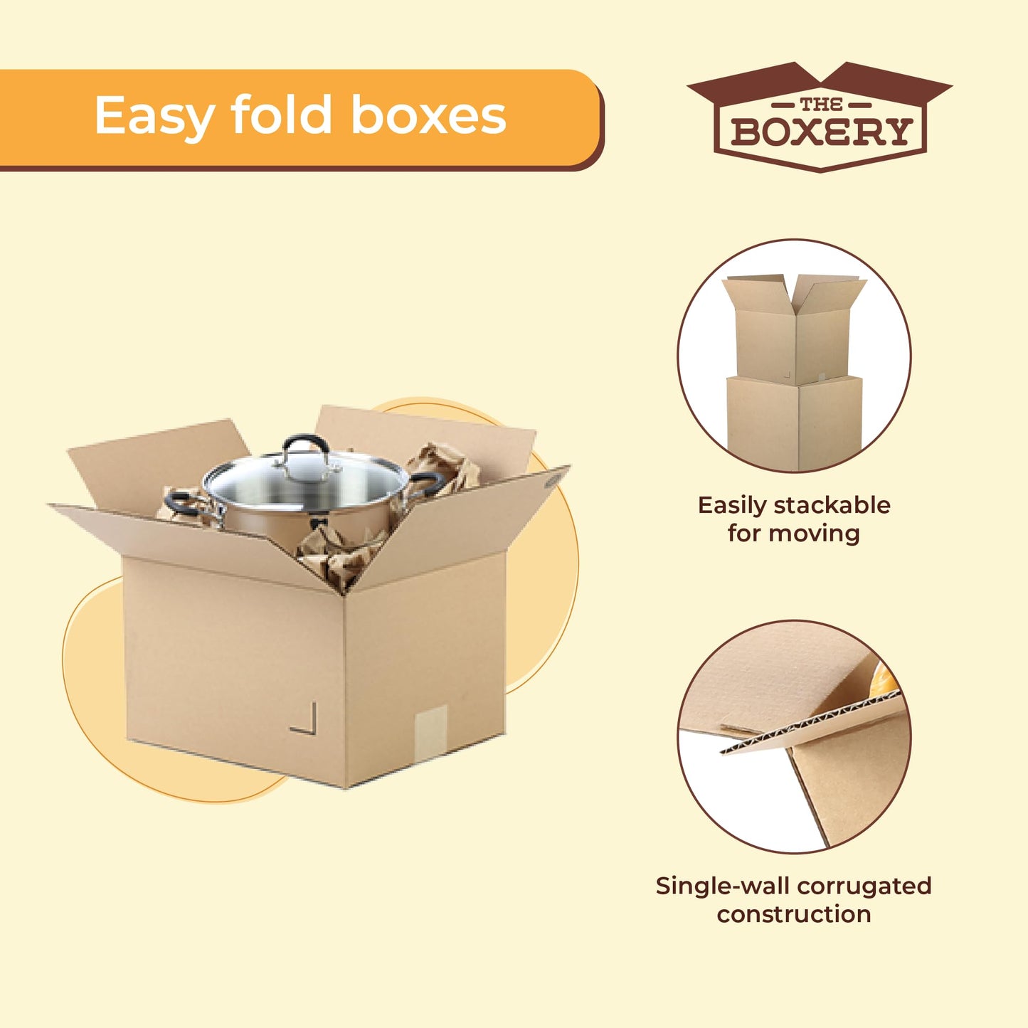 The Boxery Moving Boxes 10-Pack X-Large | 22x22x22 inch Brown/Kraft Corrugated Cardboard Packing, Moving & Storage for Business/Home – Durable - Eco-Friendly, Recyclable - Made in the USA