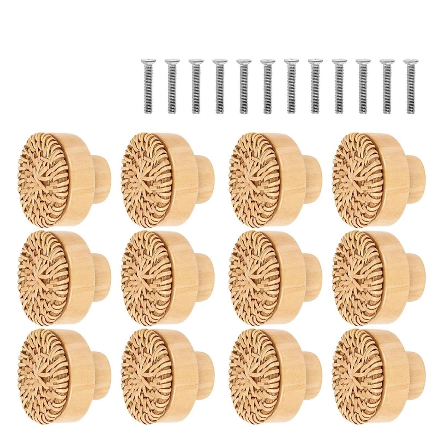 Rattan Knobs 22Pcs Vintage Rattan Handles - Furniture Cabinet/Dresser/Drawer Knobs for Cabinet