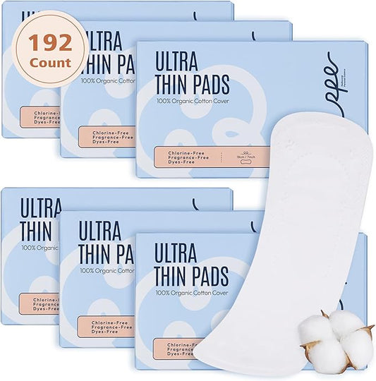 100% Organic Long Panty Liners for Women long-192ct, Ultra Thin Cotton Cover, Long Pantiliners, Light Absorbency, Unscented Barely There Pantie Liners (Long Liner, Size 2, 192ct)