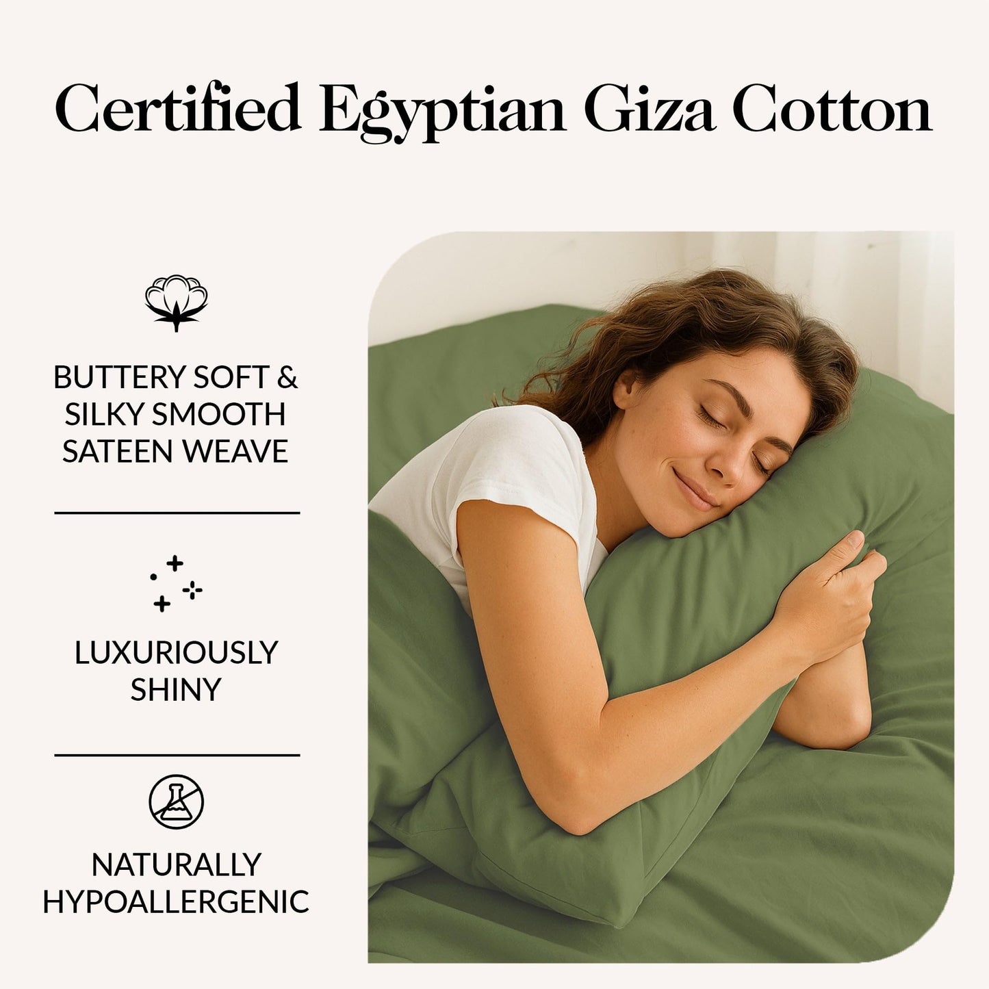 Certified Giza Egyptian Cotton Sheets, Full Size Bed Sheets - Genuine 400 Thread Count - Hotel Luxury, Skin Friendly, Breathable, Naturally Silky Sateen Sheets, Oeko-TEX Certified