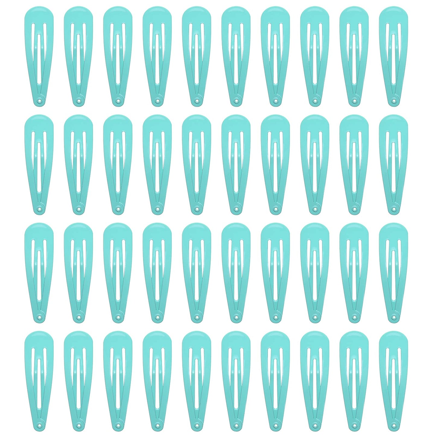 40 Counts Colorful Metal Snap Hair Clips 2 Inch Barrettes for Women Accessories (light green)