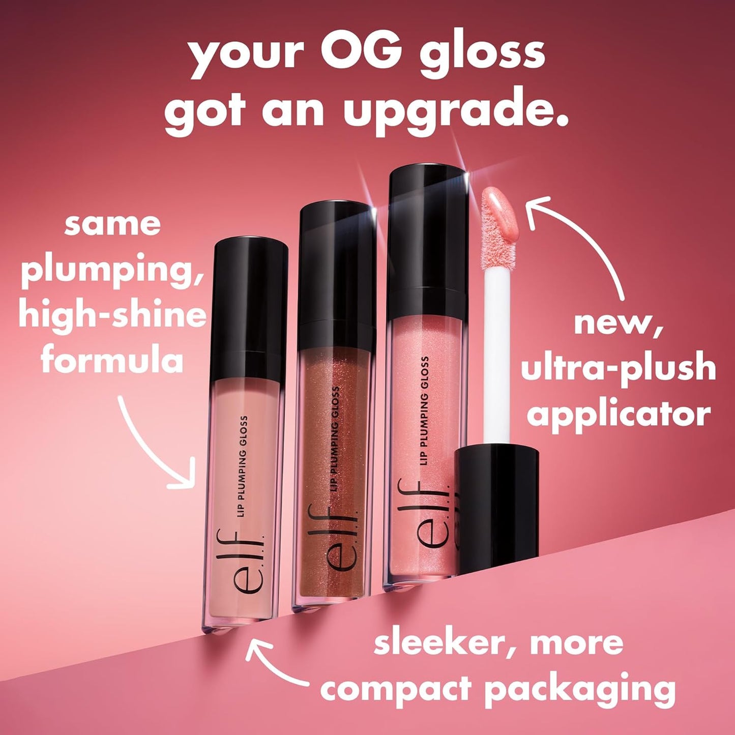 e.l.f. Lip Plumping Gloss, High-Shine Sheer Color, Hydrates & Creates Fuller Lips With Vitamin E, Vegan & Cruelty-Free, Chocolate Glaze, 0.1 Fl Oz