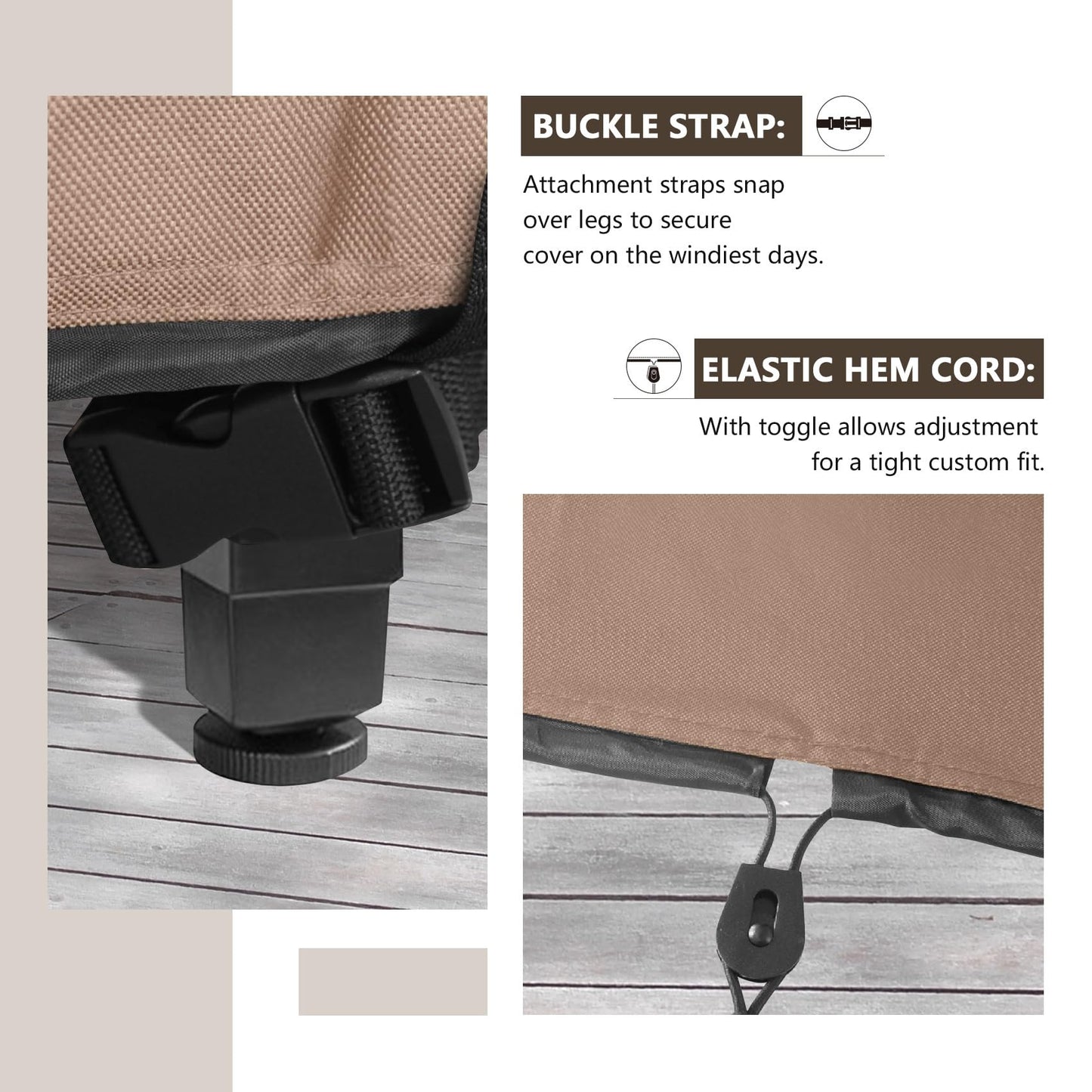 ULTCOVER Rectangular Patio Heavy Duty Table Cover - 600D Tough Canvas Waterproof Outdoor Dining Table and Chairs General Purpose Furniture Cover Size 136L x 74W x 28H inch