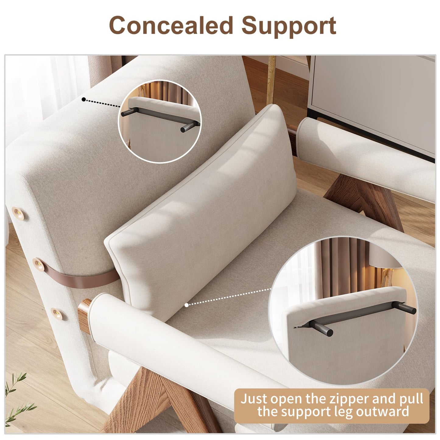 KungFuWood 32inch W Convertible Chair Bed Sleeper 3 in 1 Sleeper Sofa Couch Bed,Adjustable Backrest Futon Sofa Bed Chair,Small Space Sleeper Sofa for Living Room, Bedroom,Home Office,Beige,White