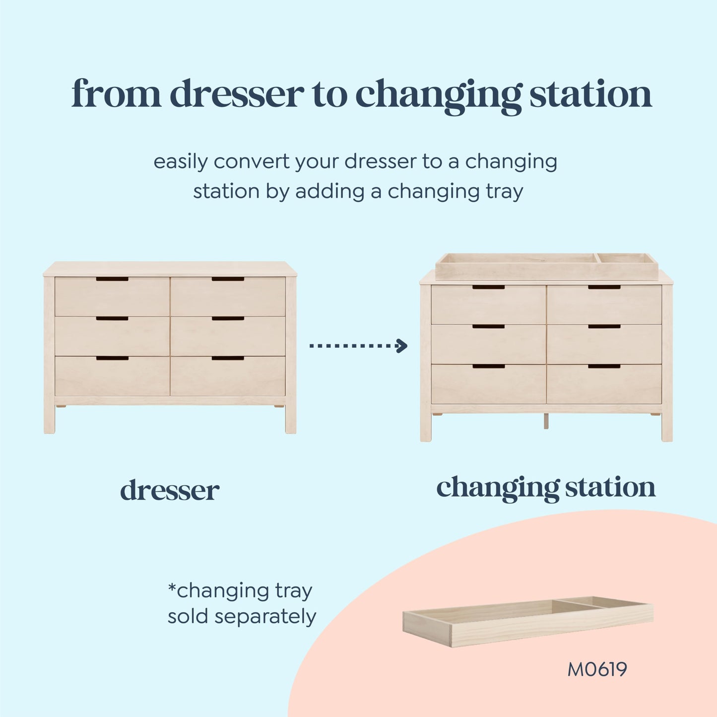 Carter's by Colby 6-Drawer Baby Dresser for Bedroom - Kids Dresser for Boys & Girls - Double Chest of Drawers for Nursery - Versatile Wooden Dresser for Living Room & Hallway - Washed Natural