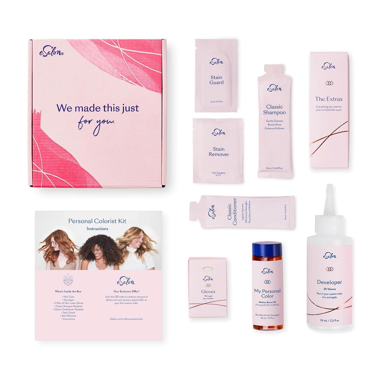 eSalon Permanent Hair Color & Hair Dye Kit - Dark Brown - Personal Colorist for Up To 100% Gray Coverage, All Hair Types - Professional-Grade Ammonia-Free Dye