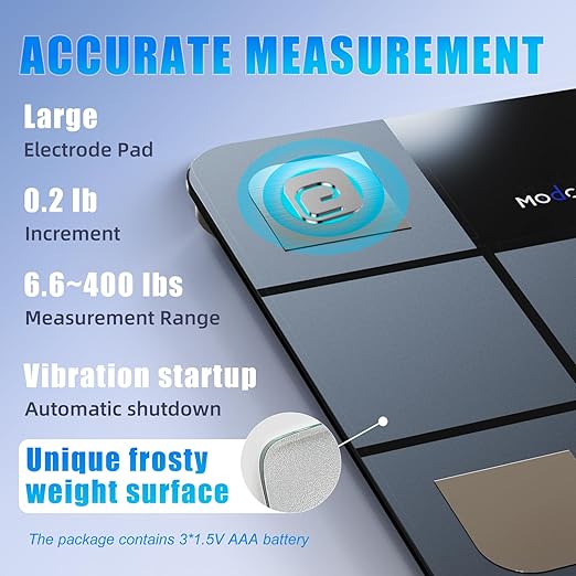 Smart Scale for Body Weight, Body Fat Scale, LED Display & Matte Glass Panel Digital Bathroom Wireless Weight Scale, Bluetooth Body Scale 18 Body Composition Monitor Health Analyzer, Baby Mode