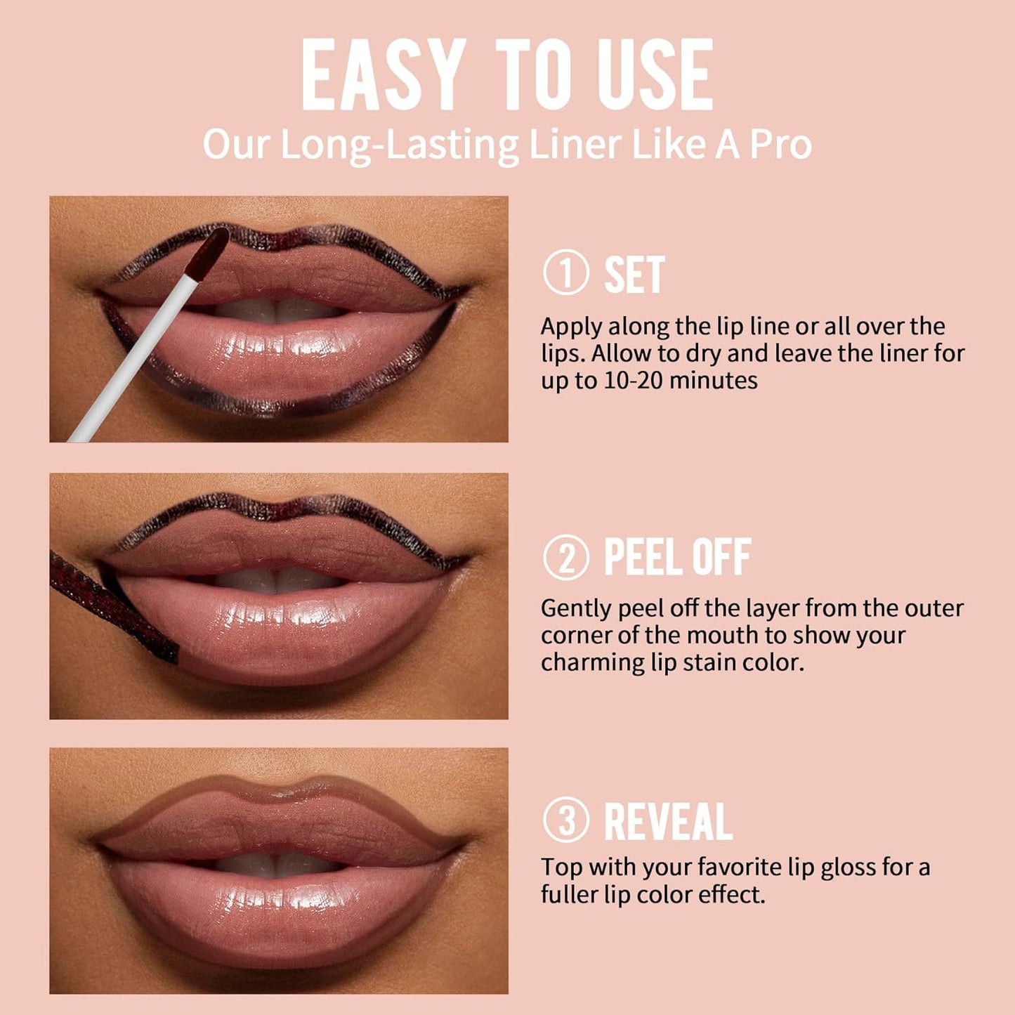iMethod Lip Stain - Lip Liner Stain, Natural Long Lasting Lip Stain Peel Off, Waterproof Stay On All Day, Transfer-Proof, Highly Pigmented, Instant Color, Mauve