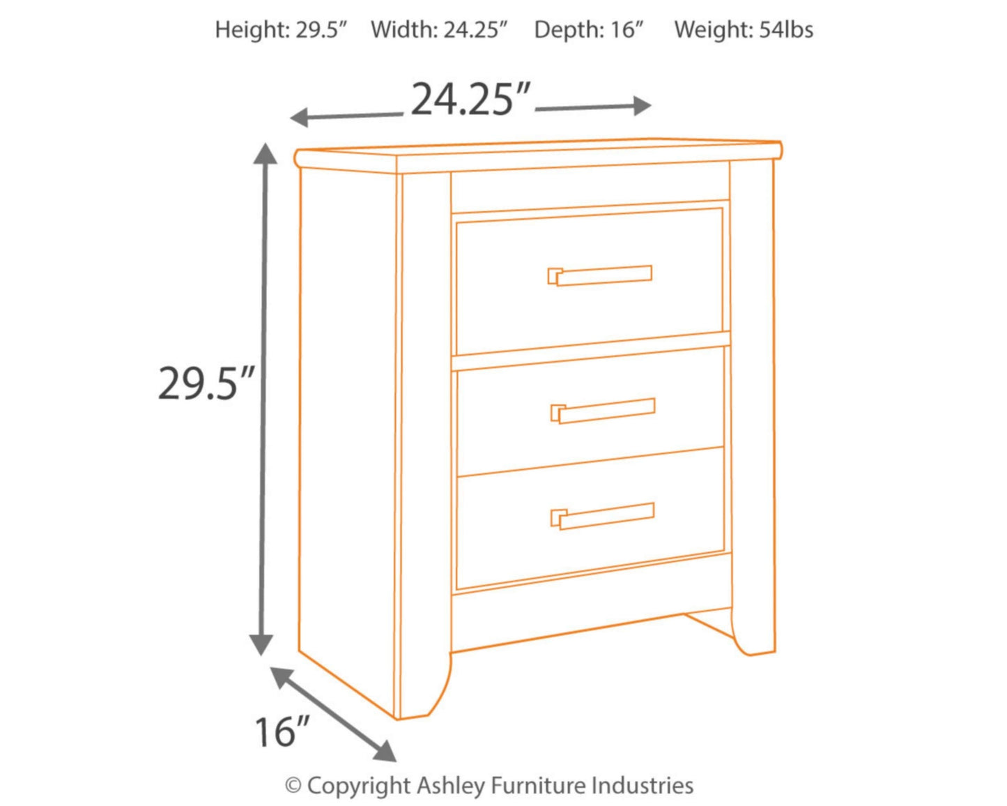 Signature Design by Ashley Zelen Rustic Contemporary 2 Drawer Nightstand, 29.45" Tall, Warm Gray