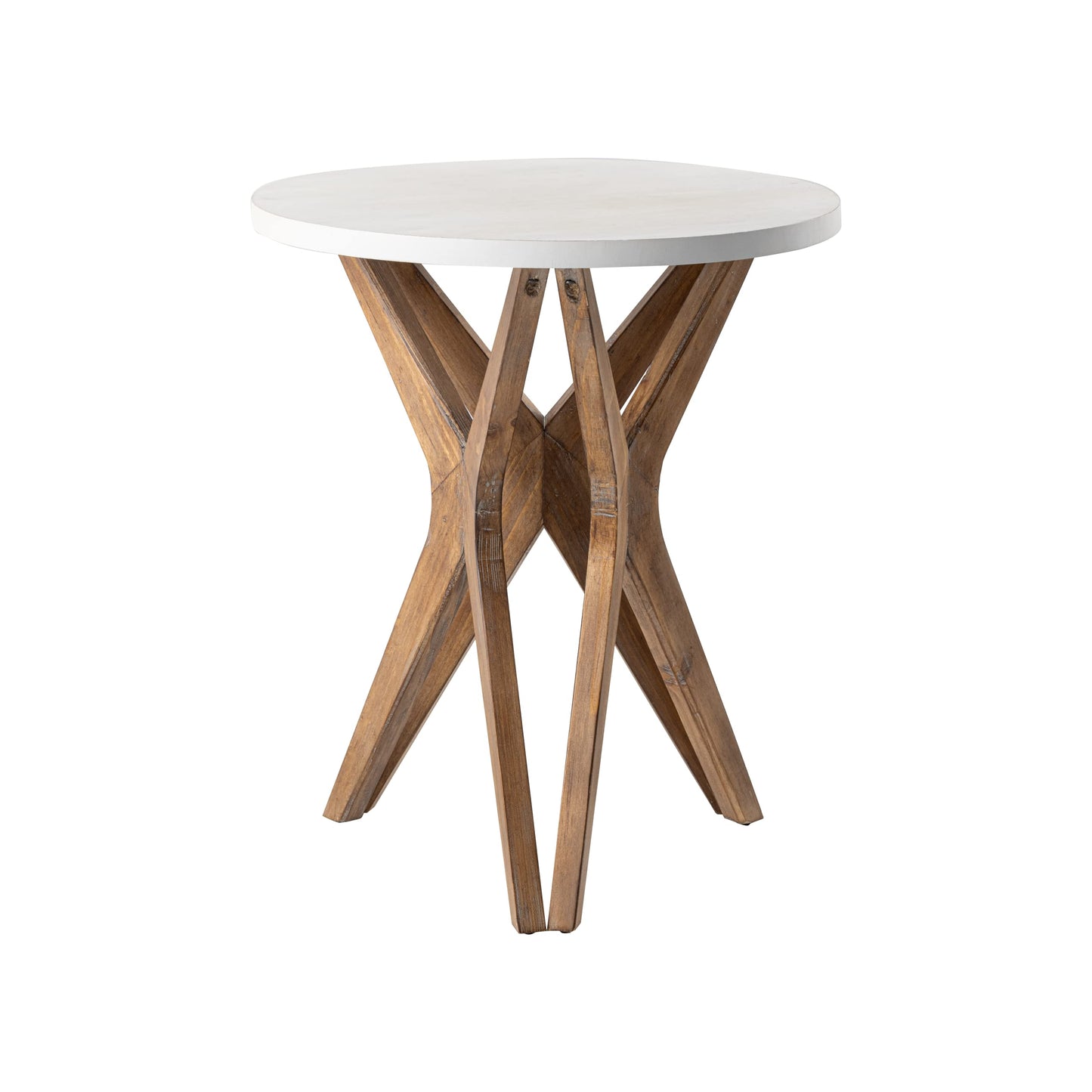 LONYKE Pedestal Farmhouse End Table, Distressed Top with Tripod Base Bedside Table for Living Room, Modern, Boho Decor, Round (1 Pack, White & Walnut)