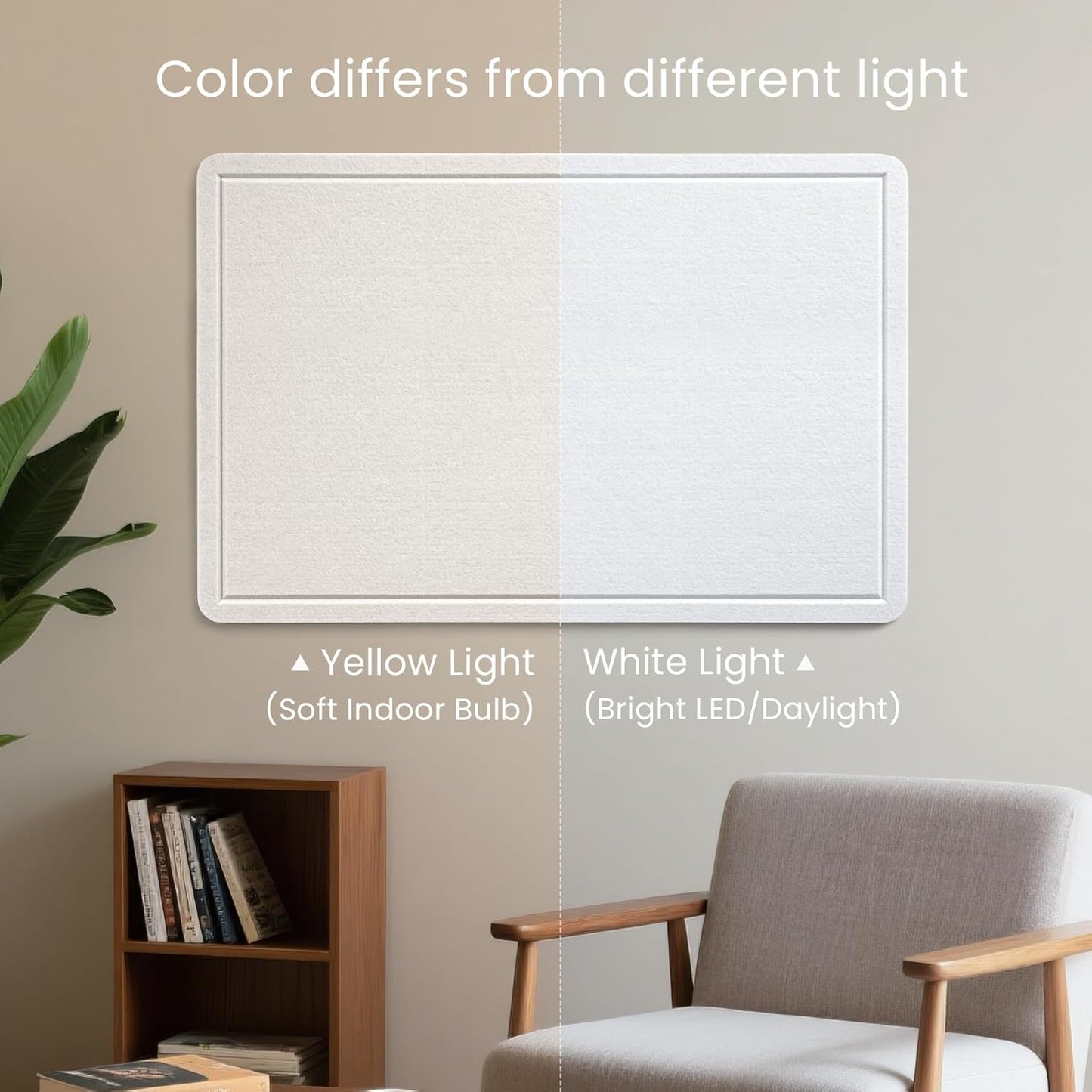 Bulletin Board, 36 x 24 Inches Felt Pin Board - Decorative Cork Alternative for Wall, 3' x 2' Foldable Picture Self-Adhesive Vision Prayer Board With 20 Pushpins - White
