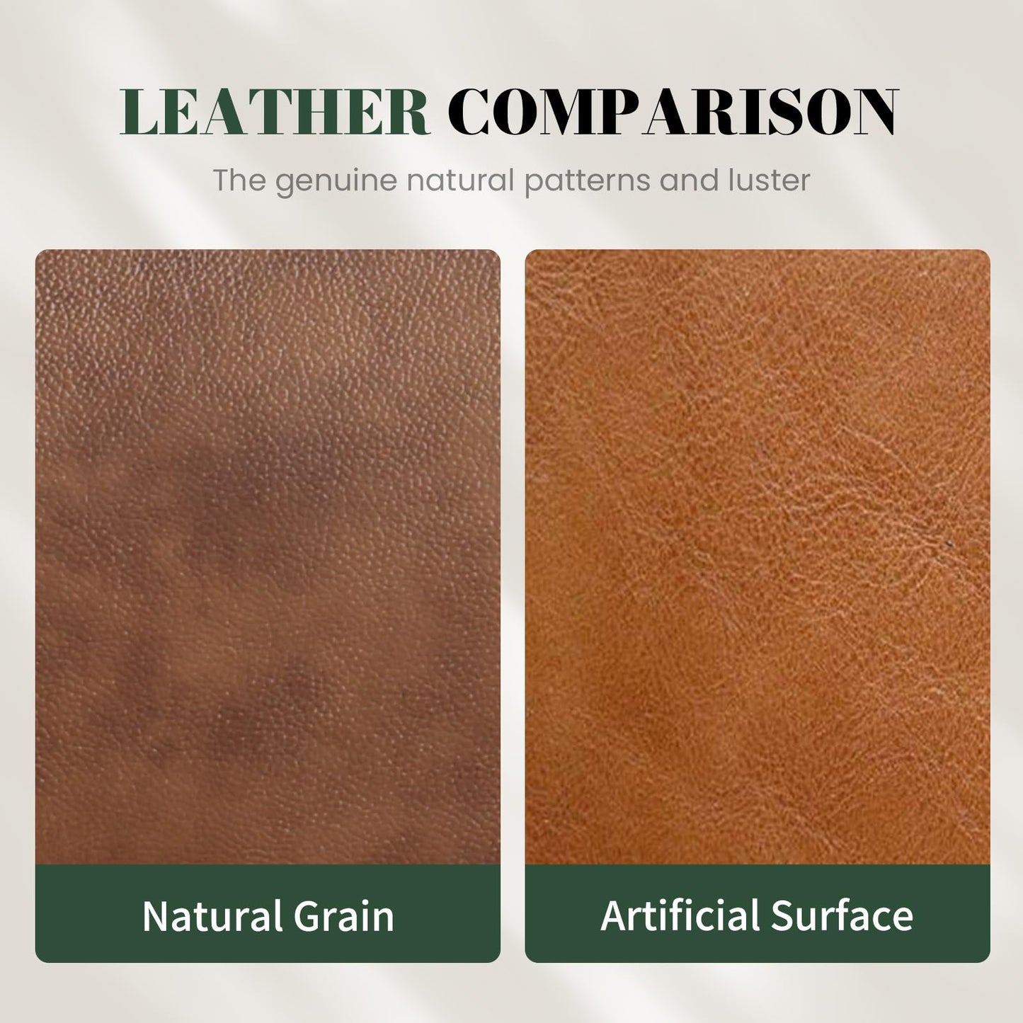 Couchus Genuine Leather Square Pouf Ottoman Footstool for Living Room, Bedroom, Indoor (Brown)