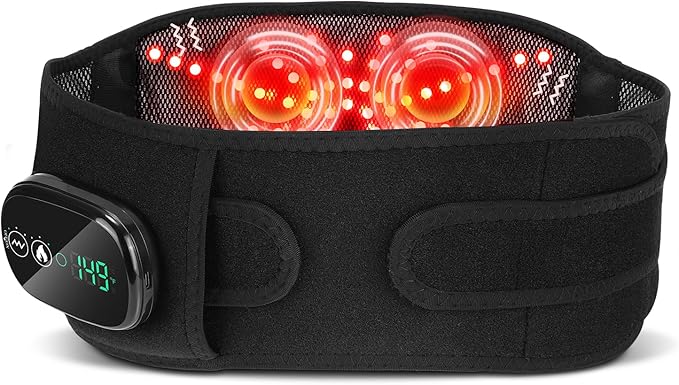 Electric Heating Pad for Back, XL Cordless Heated Back Belt Wrap with 3 Heating and 3 Vibration Modes, 5000mAh Battery Operated Lower Back Massager, Heated Pad for Back
