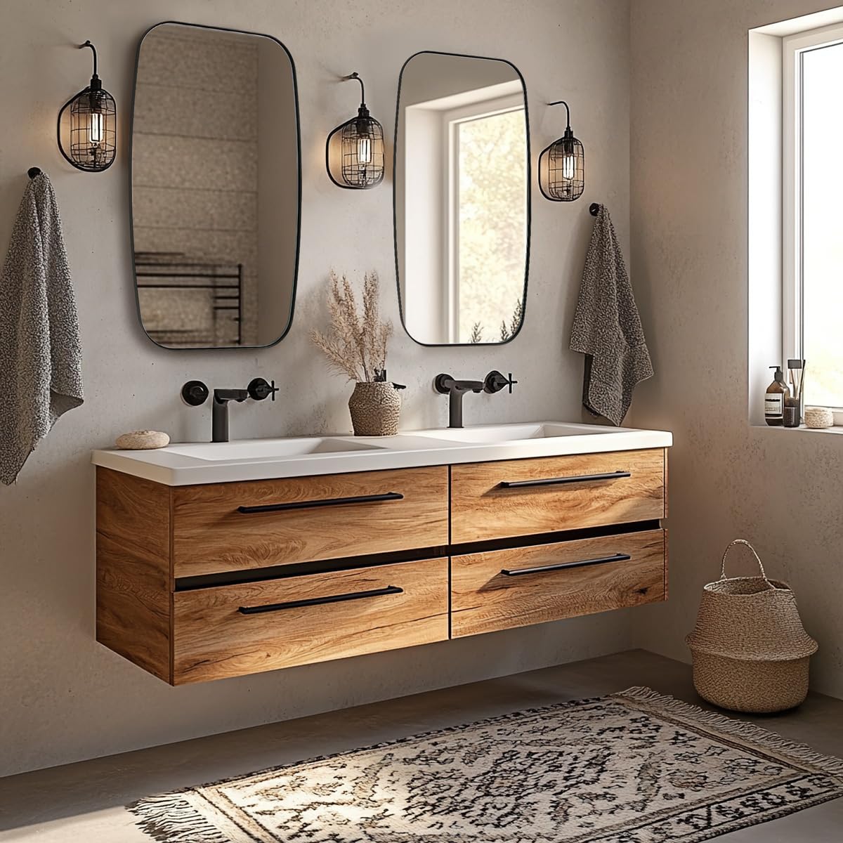 ANDY STAR Oval Mirrors for Bathroom, 20x30’’ Black Bathroom Vanity Mirror with Metal Frame, Black Oblong Bathroom Mirror for Over Sink, Modern Anti Rust Wall Mounted