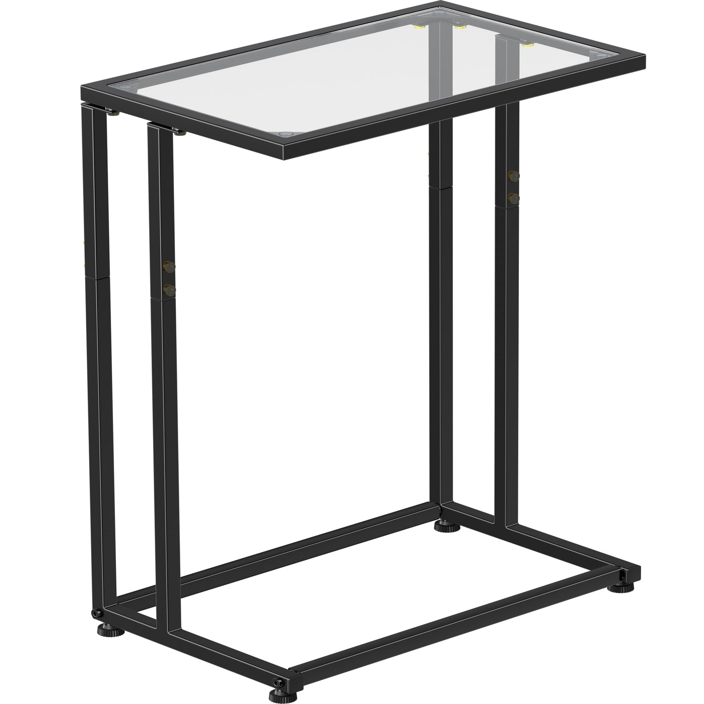 Simple Trending C Table Tempered Glass End Table, Couch Side Table, Snack Sidetable with Metal Frame, TV Tray Table for Small Space, Sofa Couch and Bed Side Table, Black