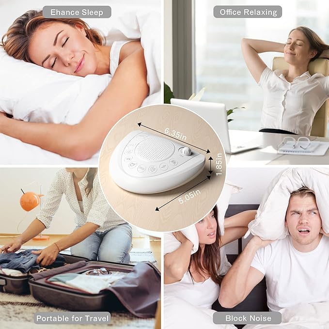 Mesqool 24 Non Looping Natural Sound Machine | White Noise Machine | Portable Sleep Therapy,Electric/Battery Powered,3 Auto-Off Timer,Headphone Jack,USB Charger Ports for Baby,Adult,Dog,Office,Travel