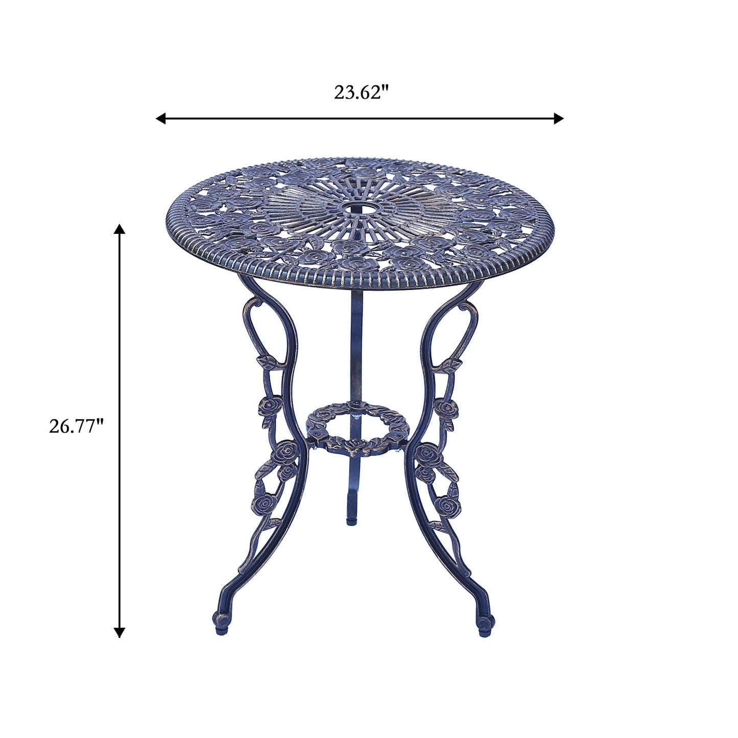 Mandolin Patio Table and Chairs,5 Piece Outdoor Dining Set,Rust-Resistant Cast Aluminum Bistro Set with Cushion.Rose Design (Copper)