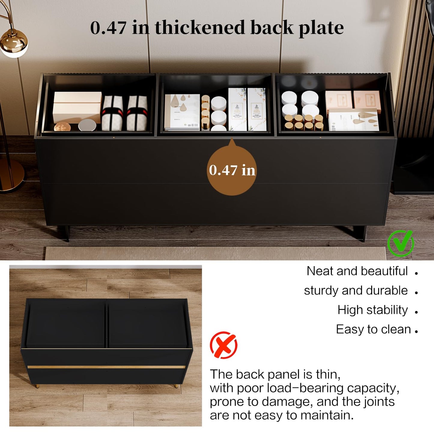 Chrangmay Modern Chest of Drawers with 9 Drawers,Deep Drawers,Clothes Organizer,Large Storage Cabinet for Living Room, Bedroom,Hallway,with Anti-Tipping Device,Matte Black