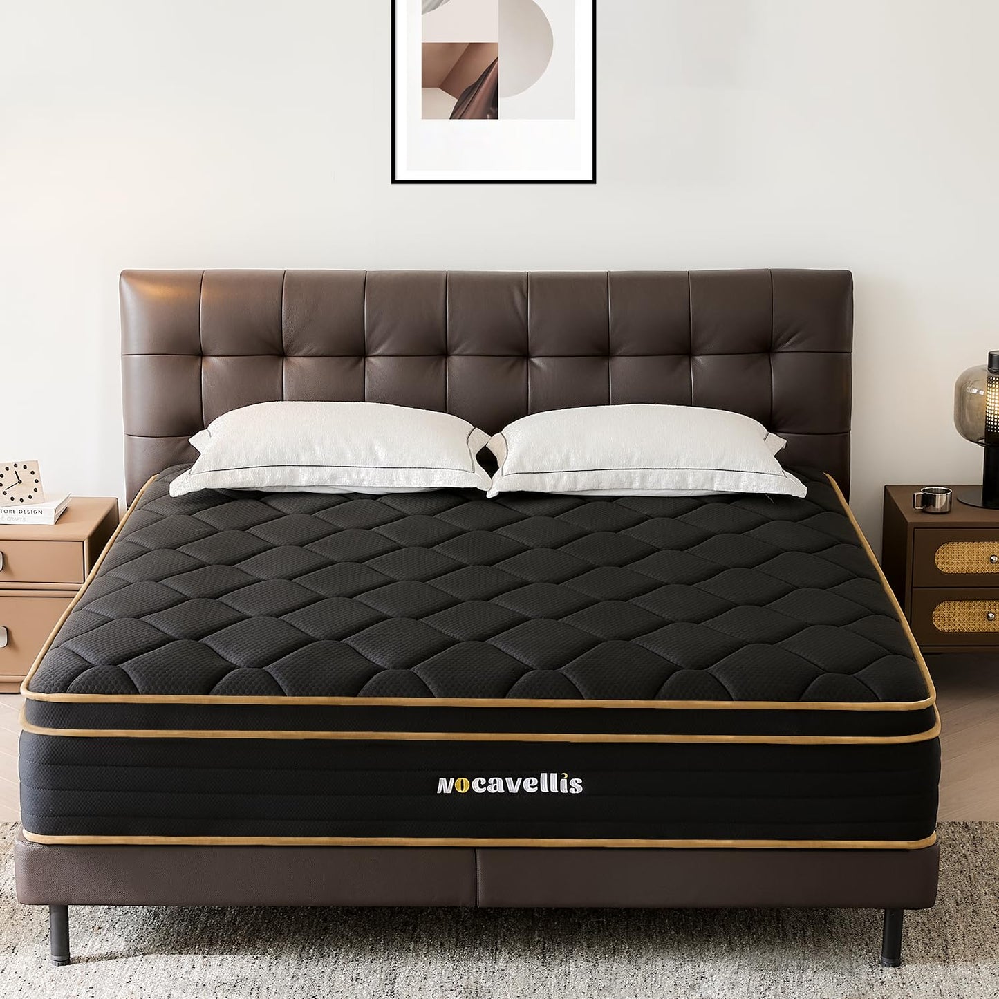 Nocavellis Queen Mattress 12 Inch, Queen Size Mattresses in a Box, Cooling Gel Memory Foam, Pressure Relief, Breathable Comfort Soft Bed Hybrid Mattress, Medium Firm Feel