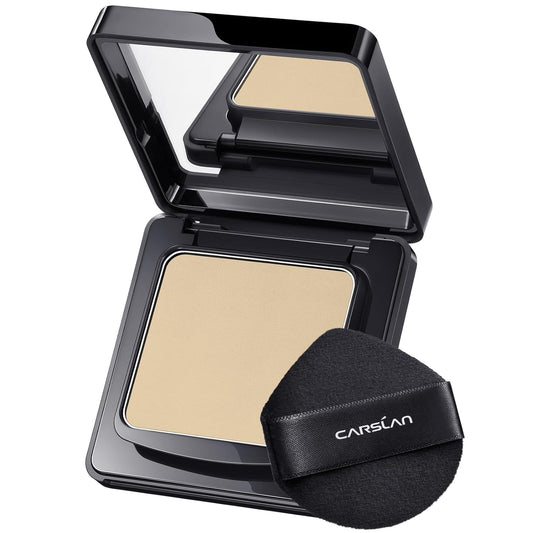 1.0 Waterproof Face Pressed Powder Compact, 24H Longlasting Oil Control Pressed Setting Powder Talc-Free Makeup, Shine Free, Poreless, Smooth, 01 Golden for dry&com skin (0.28Oz)