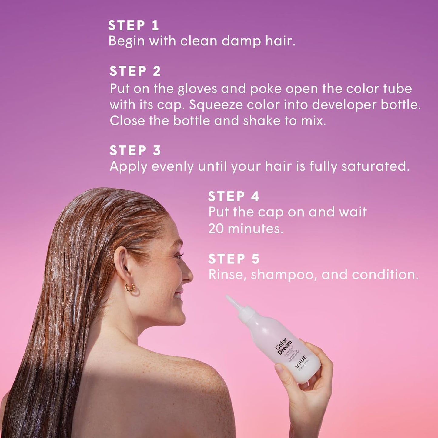 dpHUE Color Dream, Light Brown - Ammonia-Free, Demi-Permanent Hair Color - Lasts 16 Washes - Boosts Shine - Cruelty Free, Paraben Free, Sulfate Free, Leaping Bunny Certified - 4 oz
