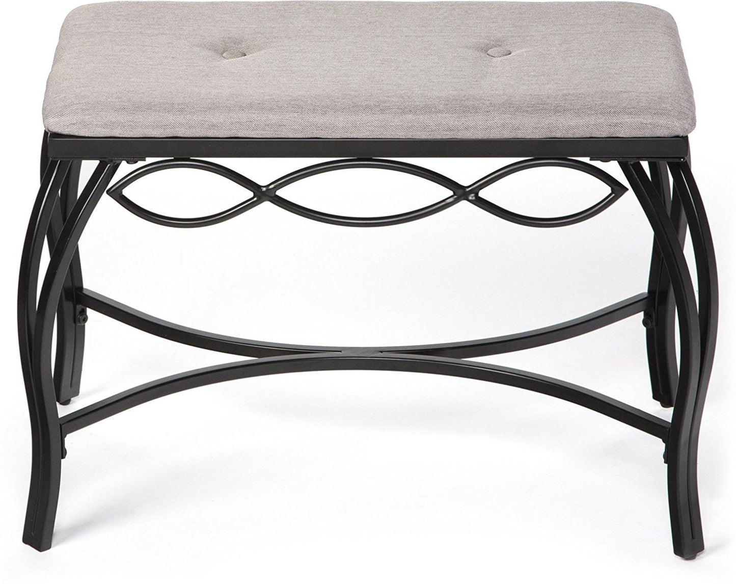 Mango Steam Heather Gray Shoe Bench - Vanity Seat for Makeup Room, Dressing Stool, Entryway Bench - Powder Coated, Upholstered, Space Saving