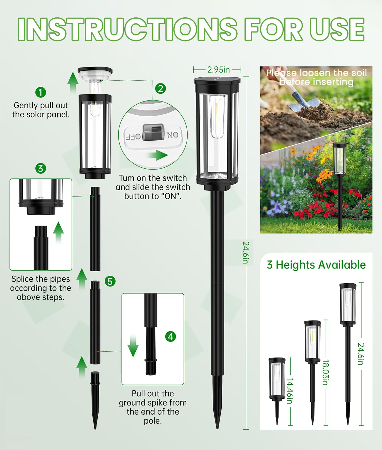 BITPOTT Bright Solar Lights Outdoor 6 Pack, Solar Pathway Lights Waterproof IP65, Auto On/Off Walkway Landscape Lighting, Long Lasting Outdoor Light for Walkway Landscape Path Yard Lawn Patio Decor