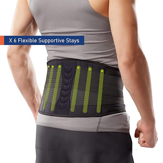 Comforband Copper-Infused Back Support Brace – Lightweight, Breathable Lumbar Belt with 6 Flexible Nylon Stays and Dual Adjustable Straps for Lower Back Pain Relief, Muscle Spasms, Strains, Arthritis, and Sciatica – Suitable for Men and Women (L/XL)