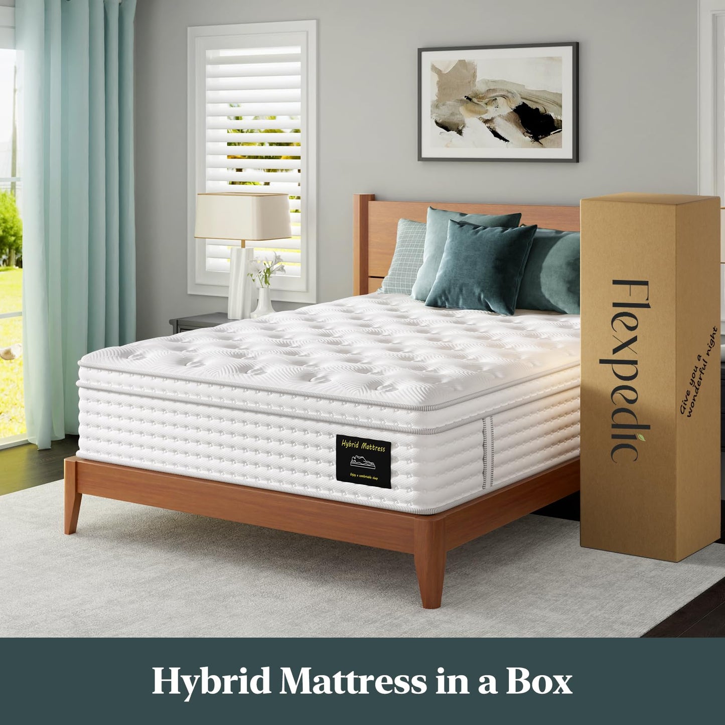 Firm Mattress Queen Size 12 Inch - Cooling Hybrid Mattress in a Box with Individual Pocket Spring for Extra Back&Lumbar Support, Adjustable Bed Compatible, 365-Nights Trial,Fiberglass-Free,CertiPUR-US