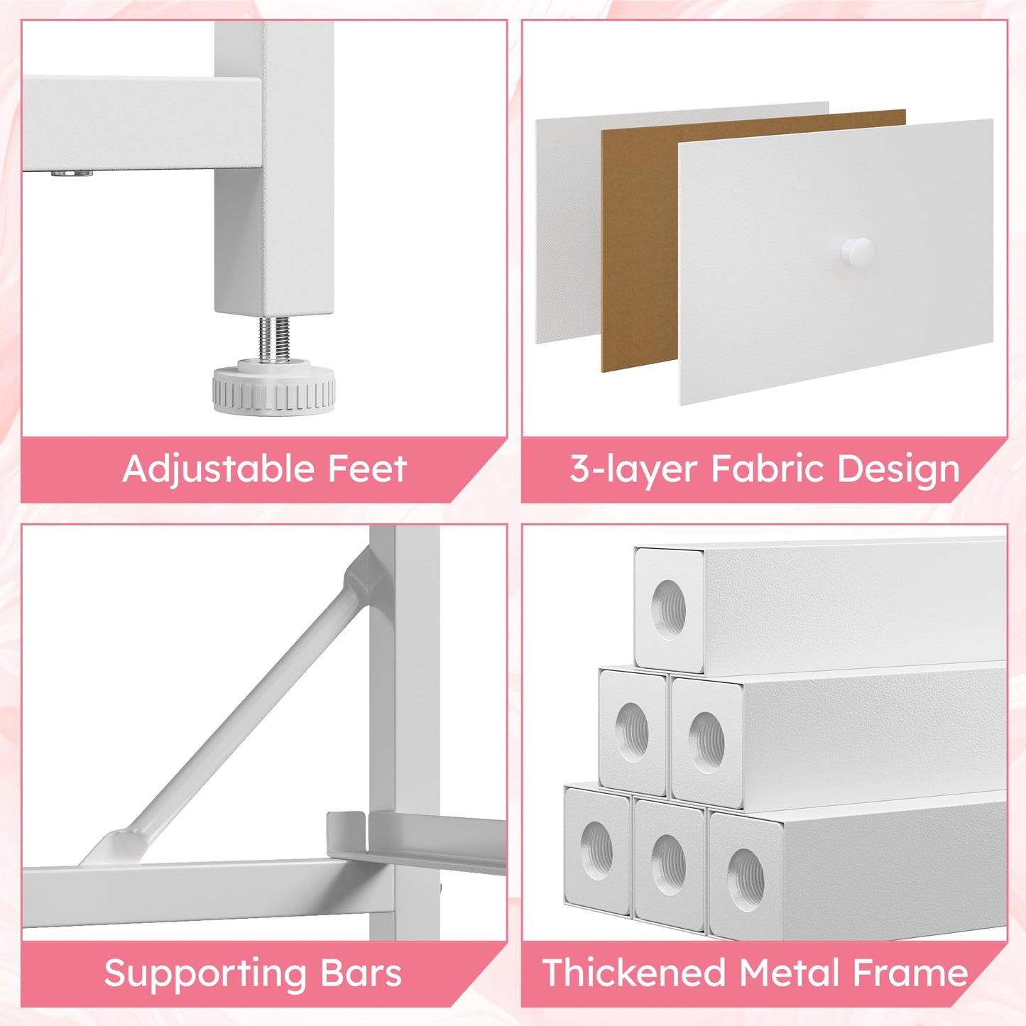 Dresser for Bedroom with 12 Drawers Tall Dressers for Bedroom Fabric Dressers & Chest of Drawers with Sturdy Metal Frame, Wood Top, for Girls, Closet, 40.6" W x 11.8" D x 44.5" H (White)